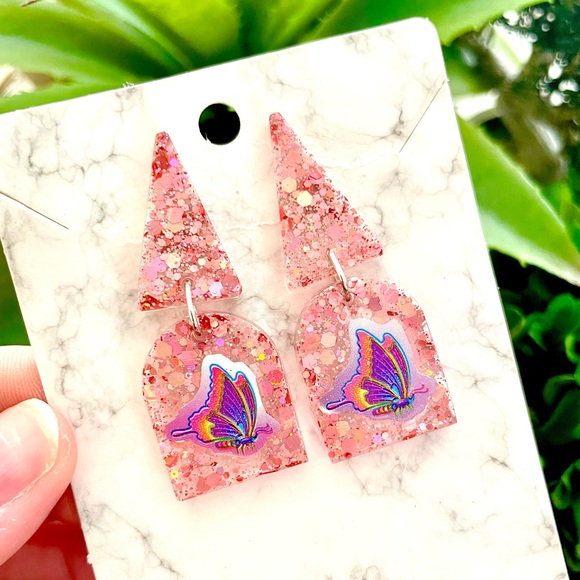Lisa Frank Butterfly Acrylic Earrings - Picture 2 of 5